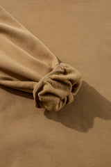 Camel Solid Fleece Lined Drop Shoulder High Low Sweatshirt Sweatshirts & Hoodies JT's Designer Fashion