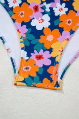 Green Floral Print Racerback Cutout High Waist 2pcs Bikini Bikinis JT's Designer Fashion