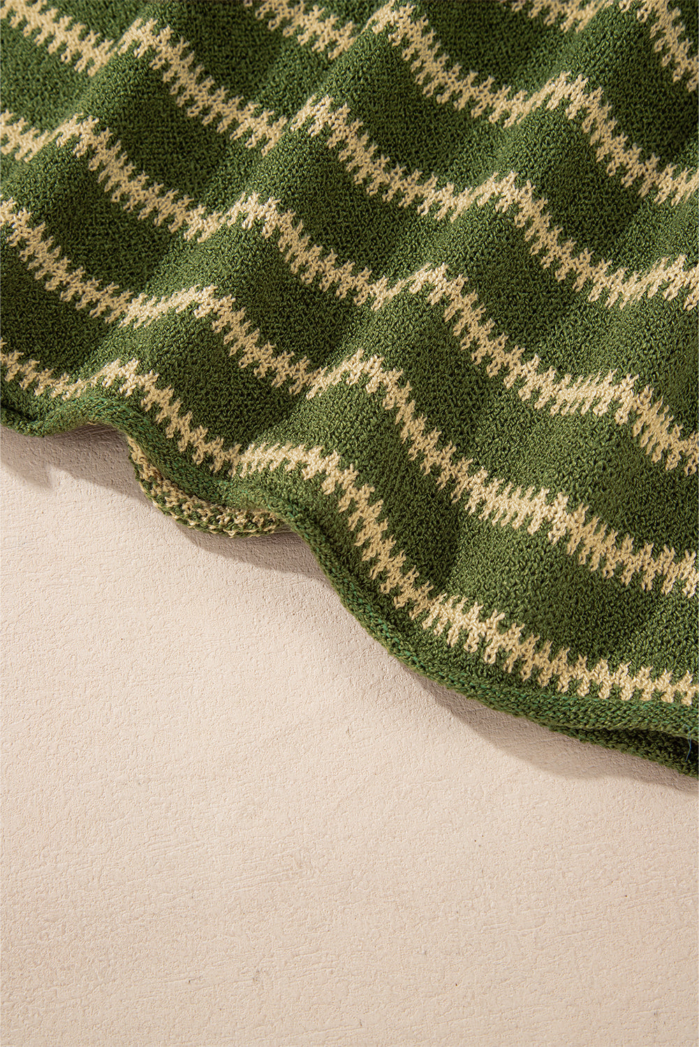 Green Stripe Drop Shoulder Casual Sweater Sweaters JT's Designer Fashion