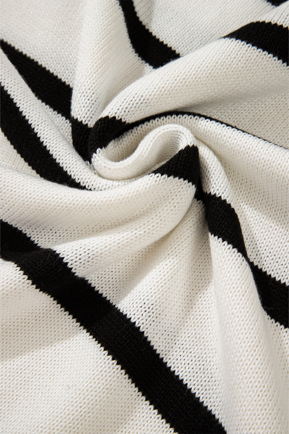White Stripe Color Contrast Drop Shoulder Crew Neck Sweater Sweaters JT's Designer Fashion