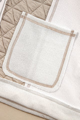 Beige Quilted Textured Patchwork Loose Fit Hooded Jacket Jackets JT's Designer Fashion