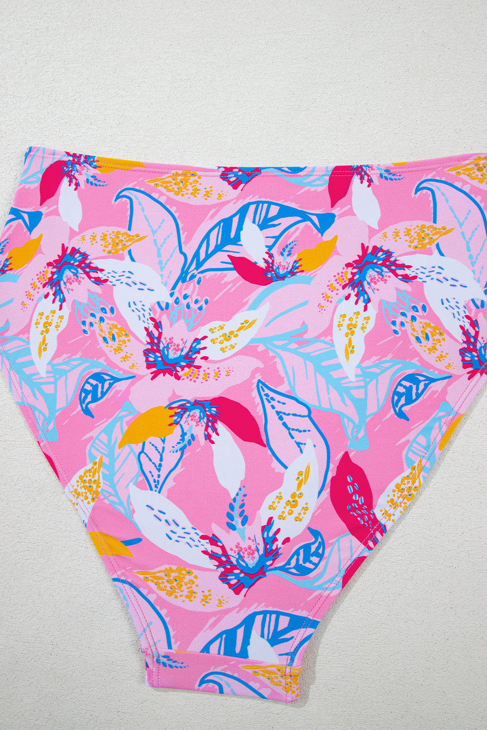 Pink Floral Printed Halter Neck High Waist Bikini High Waisted Swimsuit JT's Designer Fashion
