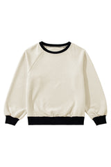 Jet Stream Color Block Edge Raglan Sleeve Crew Neck Textured Top Long Sleeve Tops JT's Designer Fashion