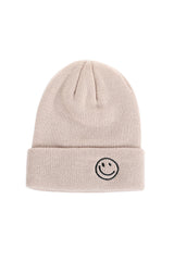 White Smiley Face Eaveless Beanie Hats Hats & Caps JT's Designer Fashion