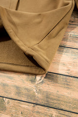 Brown Fleece Lined Half Zipper Kangaroo Pockets Loose Hoodie Sweatshirts & Hoodies JT's Designer Fashion