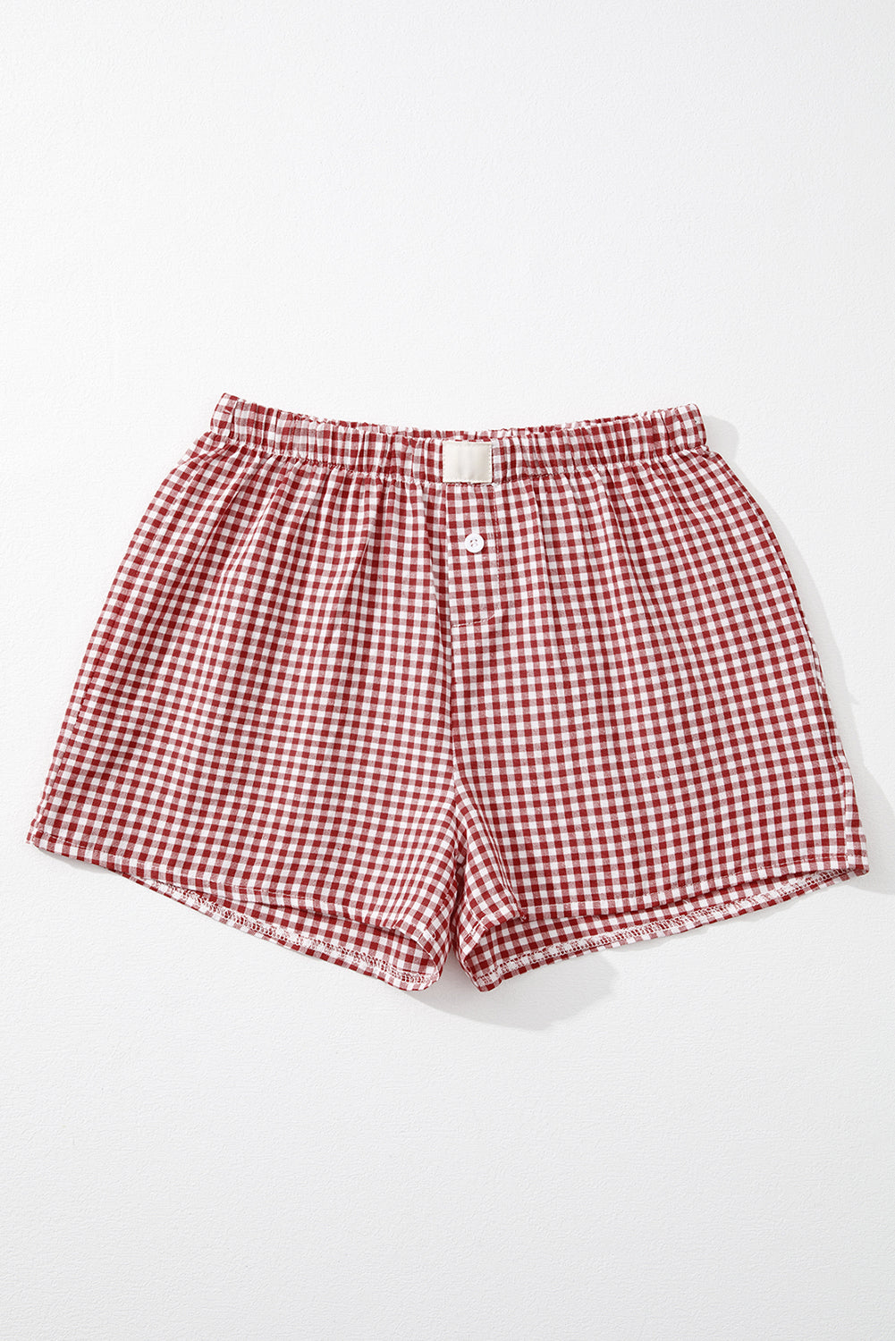 Red Gingham Printed High Waist Shorts Casual Shorts JT's Designer Fashion