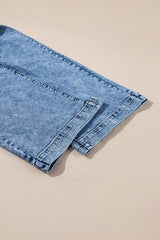Blue Chic Patch Pocket Straight Leg Loose Jeans Jeans JT's Designer Fashion