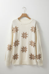 White Snowflake Christmas Tunic Sweater Sweaters JT's Designer Fashion