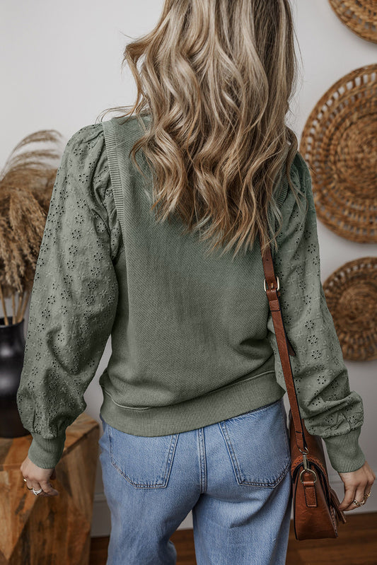 Casual Textured Patchwork Round Neck Sweatshirt Sweatshirts & Hoodies JT's Designer Fashion