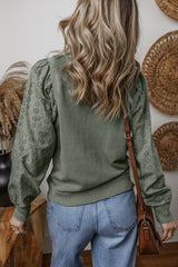 Casual Textured Patchwork Round Neck Sweatshirt Sweatshirts & Hoodies JT's Designer Fashion