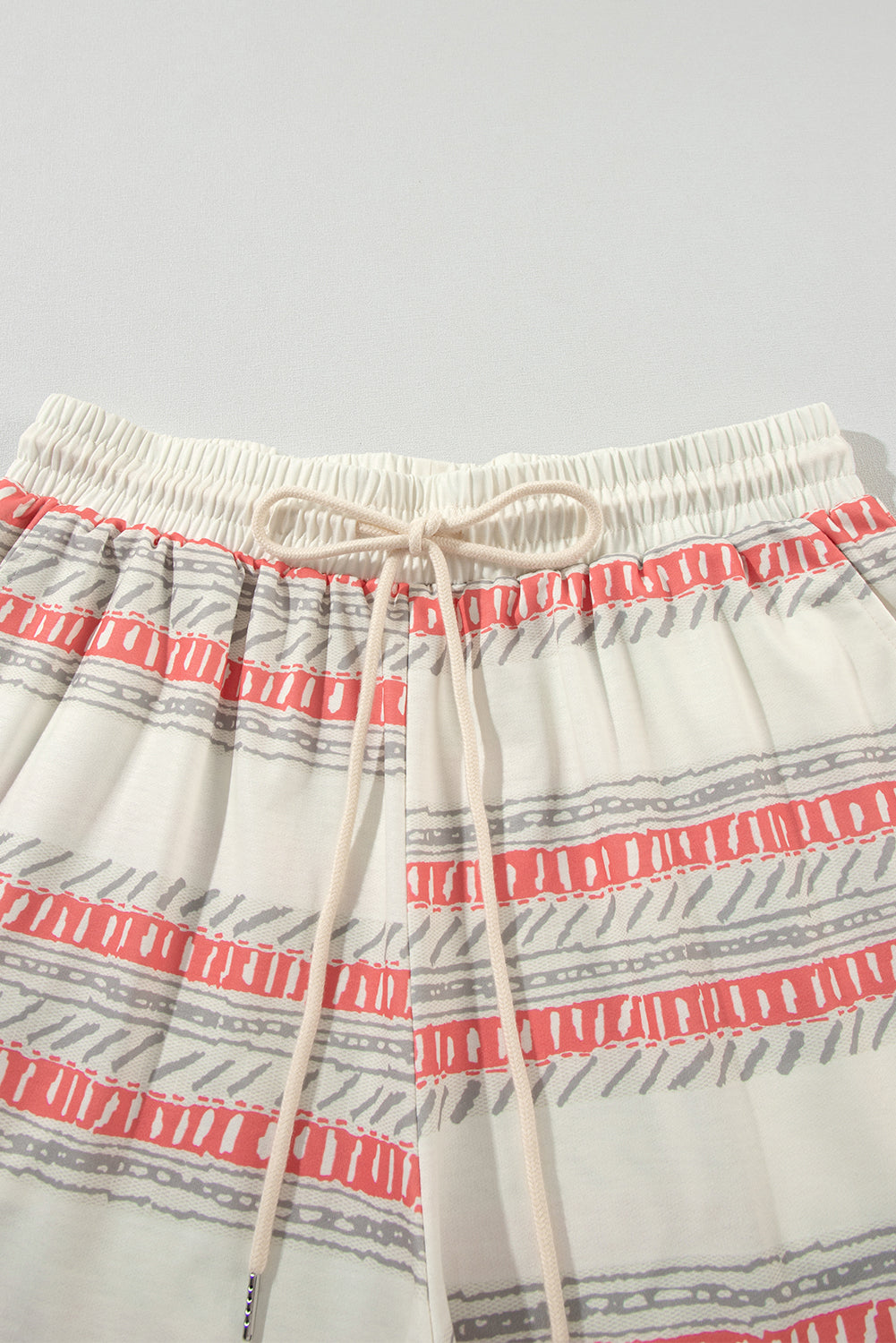Beige Western Striped Print Casual Tank 2pcs Outfit Short Sets JT's Designer Fashion