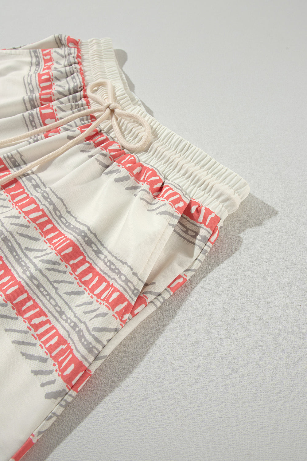 Beige Western Striped Print Casual Tank 2pcs Outfit Short Sets JT's Designer Fashion
