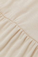 Beige Embellished Puff Sleeve Tiered A-line Dress Mini Dresses JT's Designer Fashion