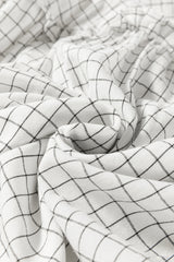 White Stripe Checkered Frilled V Neck Bracelet Sleeve Babydoll Dress Mini Dresses JT's Designer Fashion