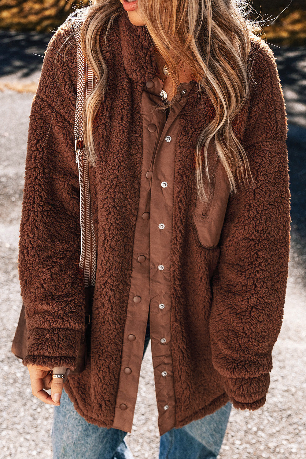 Red Clay Faux Shearling Teddy Bear Jacket Jackets JT's Designer Fashion