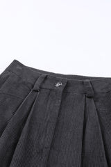 Gray Corduroy High Waist Straight Leg Pants Pants & Culotte JT's Designer Fashion