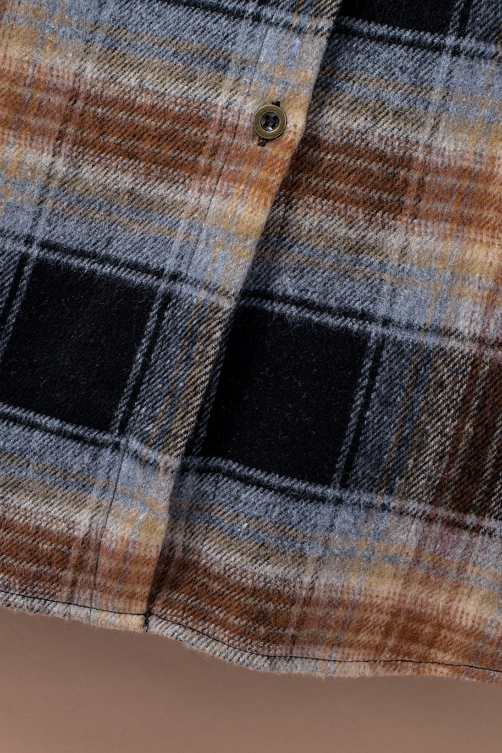 Black Oversize Rounded Hem Plaid Shacket with Slits Plaid Shackets JT's Designer Fashion