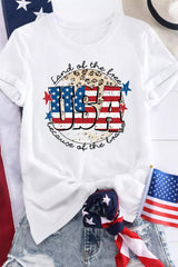 White USA Flag Slogan Graphic T-shirt Graphic Tees JT's Designer Fashion