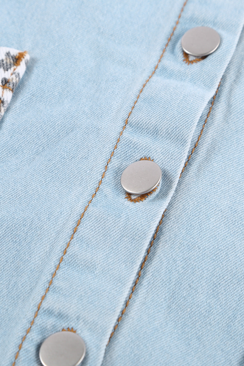 Sky Blue Contrast Leopard Denim Jacket Denim Jackets JT's Designer Fashion