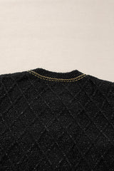 Black Shimmer Flap Pocket Button up Cardigan Cardigans JT's Designer Fashion