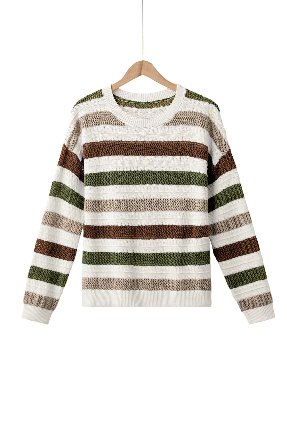 Stripe Crochet Hollow out Knit Sweater Sweaters & Cardigans JT's Designer Fashion