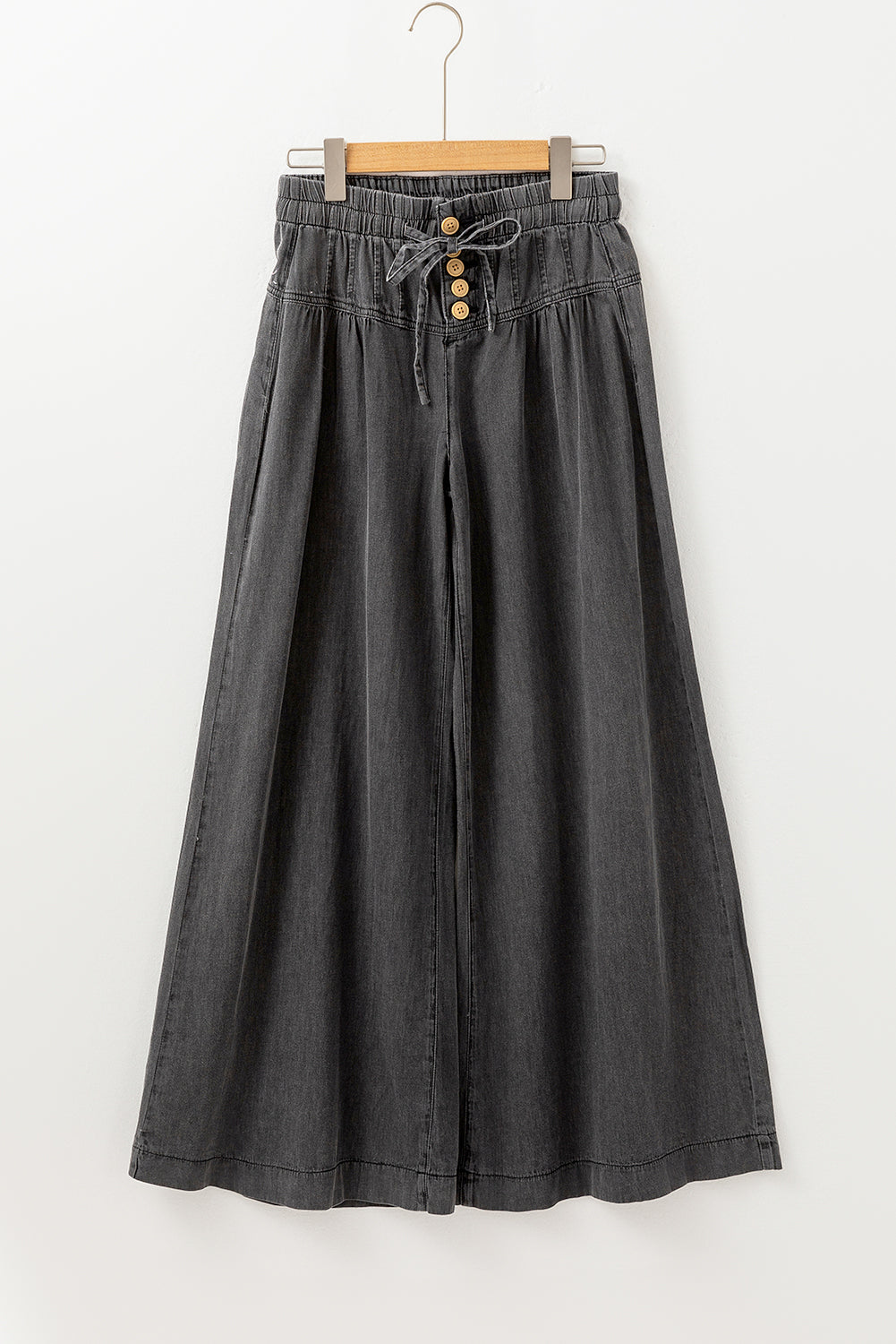 Carbon Grey Mineral Wash Button Fly Waist Wide Leg Jeans Jeans JT's Designer Fashion