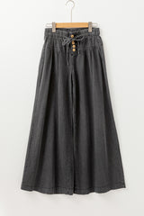 Carbon Grey Mineral Wash Button Fly Waist Wide Leg Jeans Jeans JT's Designer Fashion