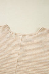 Oatmeal Lace Patchwork Waffle Short Sleeve Plus Size Top Plus Size Tops & Tees JT's Designer Fashion