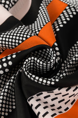 Orange Polka Dot Vertical Striped Printed Puff Sleeve Blouse Blouses & Shirts JT's Designer Fashion