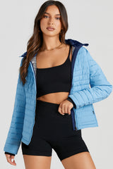 Myosotis Solid Color Quilted Zip-up Puffer Jacket Jackets JT's Designer Fashion