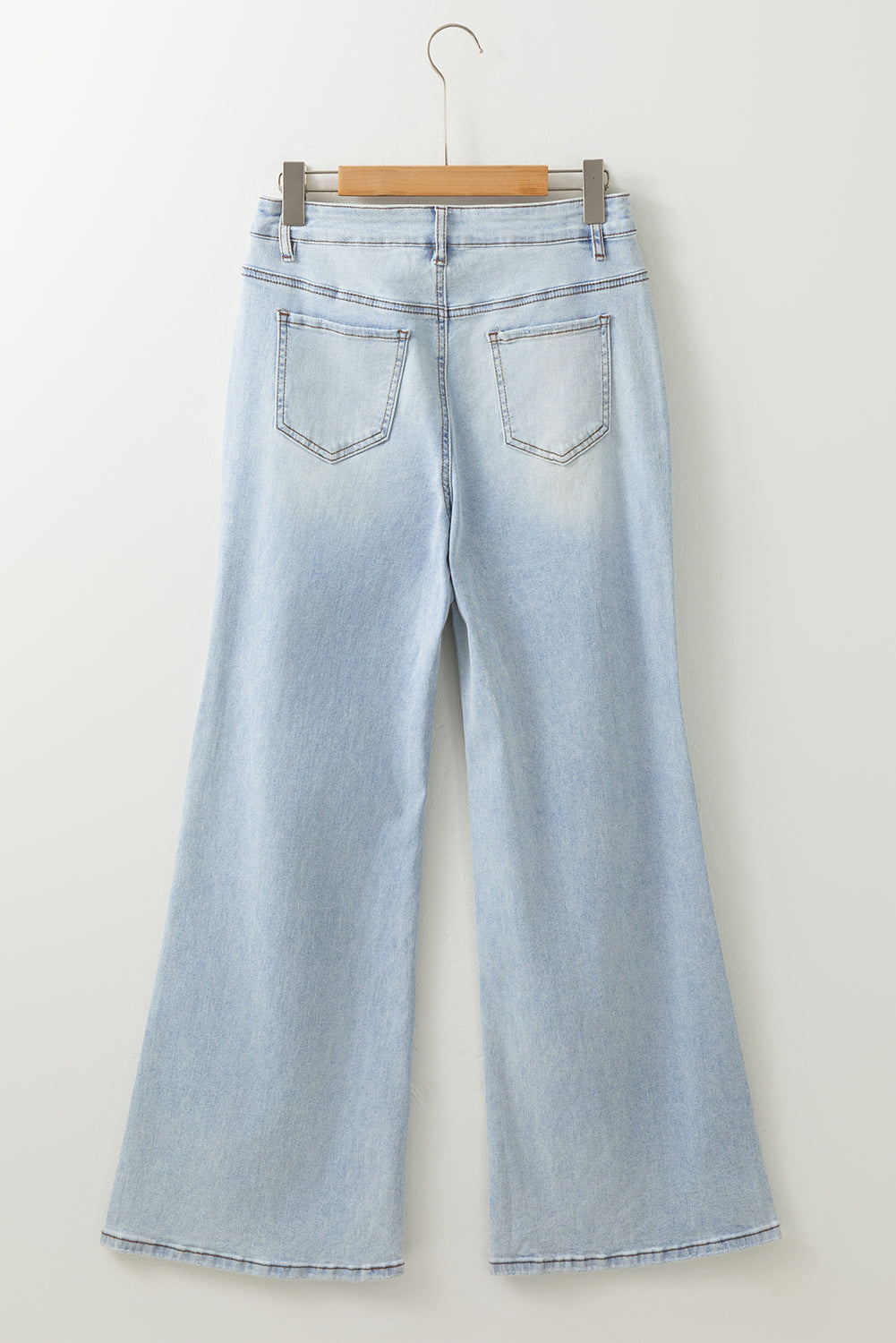 Beau Blue Light Wash Distressed High Waist Wide Leg Jeans Jeans JT's Designer Fashion