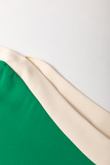 Green Oversized Color Block Boat Neck Tunic Blouse Blouses & Shirts JT's Designer Fashion