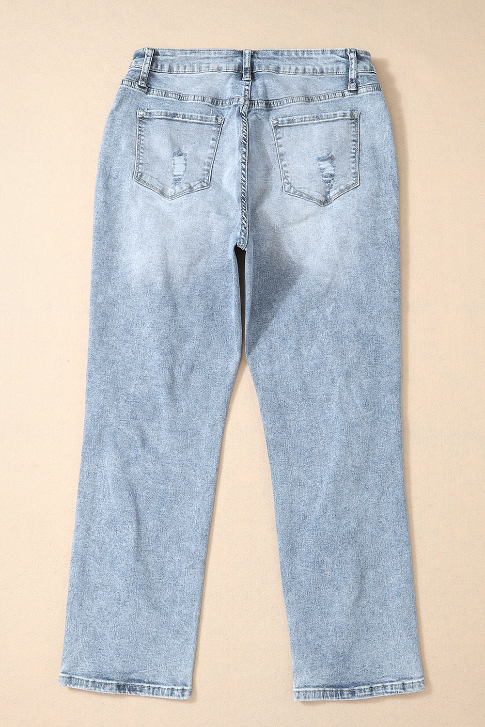 Sky Blue Light Wash Frayed Slim Fit High Waist Jeans Jeans JT's Designer Fashion