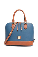 Ashleigh Blue Color Contrast PU Leather Zipper Tote Bag Handbags JT's Designer Fashion