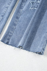 Dusk Blue Foiled Star Patchwork Straight Leg Loose Jeans Jeans JT's Designer Fashion