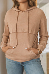 Waffle Knit Kangaroo Pocket Hooded Sweatshirt Sweatshirts & Hoodies JT's Designer Fashion