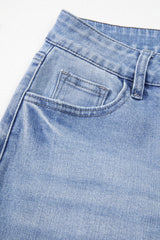 Beau Blue Mineral Wash Raw Hem High Waist Flared Jeans Jeans JT's Designer Fashion