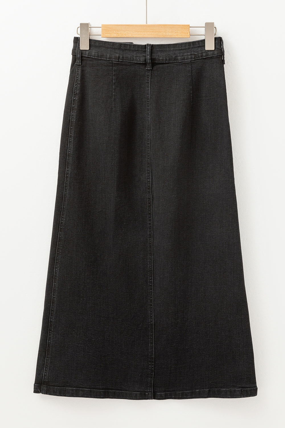 Black Button Fly Side Split High Waist Denim Midi Skirt Skirts & Petticoat JT's Designer Fashion