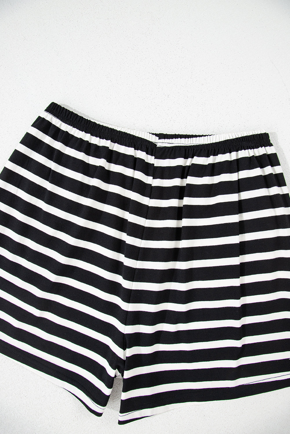 Black White Striped Short Sleeve Top and Shorts Set Short Sets JT's Designer Fashion