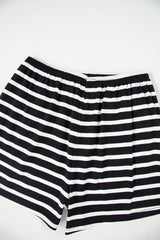 Black White Striped Short Sleeve Top and Shorts Set Short Sets JT's Designer Fashion