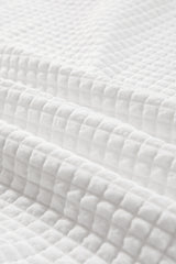 White Quilted Texture Sporty Collared Long Sleeve Top Long Sleeve Tops JT's Designer Fashion