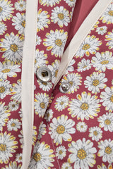 Pink Floral Print Contrast Edge Pocketed Stand Neck Jacket Jackets JT's Designer Fashion