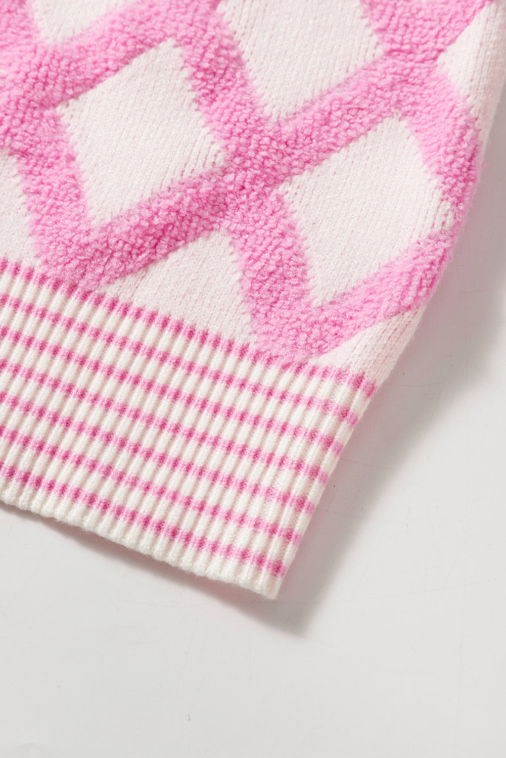Pink Rhombus Pattern Knit Open Front Pocketed Cardigans Cardigans JT's Designer Fashion