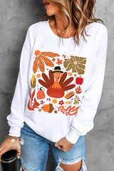 Beige Thanksgiving Fall Vibe Graphic Crew Neck Sweatshirt Graphic Sweatshirts JT's Designer Fashion