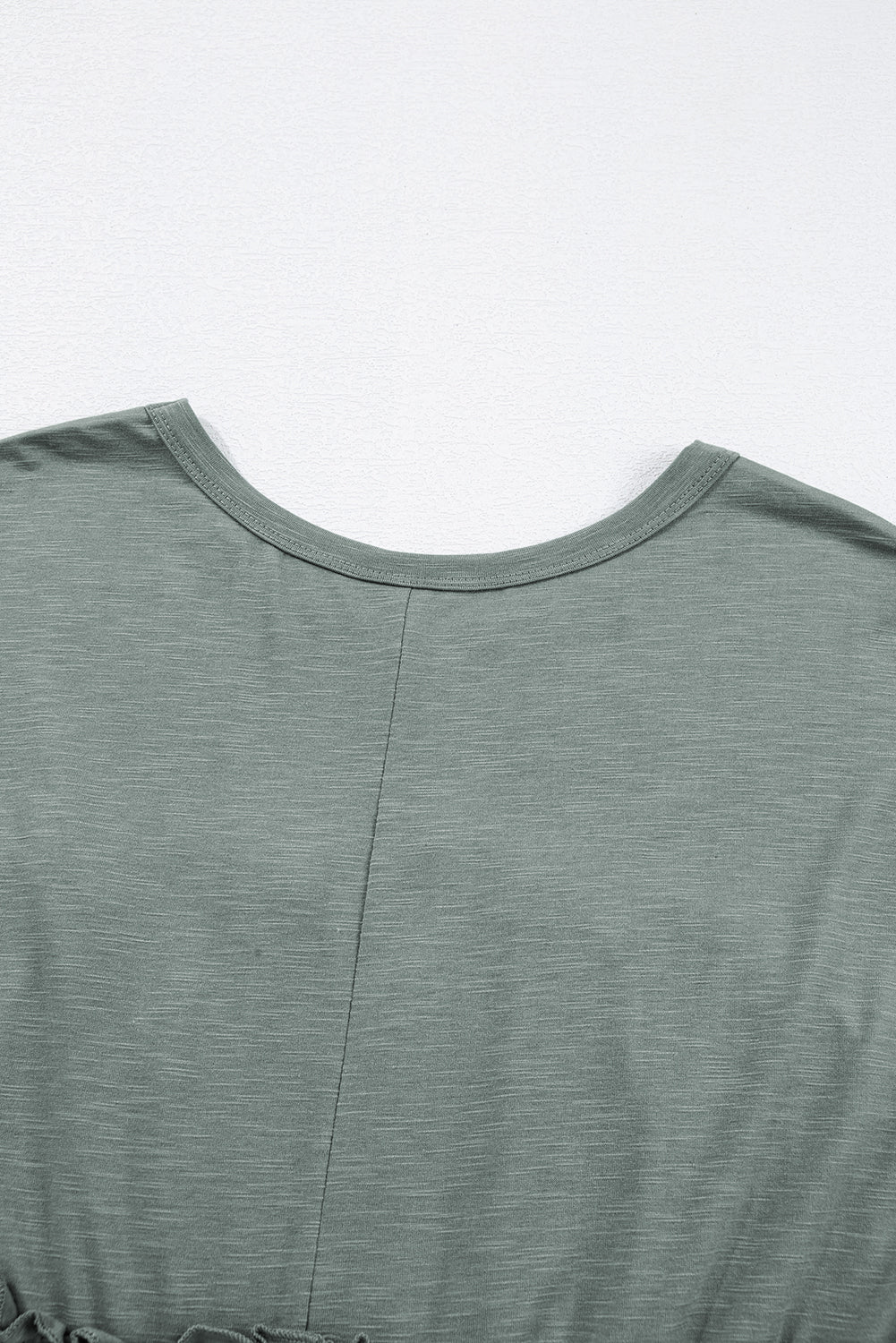 Mist Green Frilled Gathered Seam Round Neck T Shirt Dress T Shirt Dresses JT's Designer Fashion