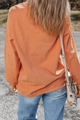 Orange Thankful Ribbed Crew Neck Thanksgiving Sweatshirt Graphic Sweatshirts JT's Designer Fashion