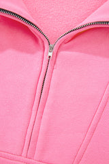 Bonbon Zip-up Stand Neck Kangaroo Pocket Sweatshirt Sweatshirts & Hoodies JT's Designer Fashion
