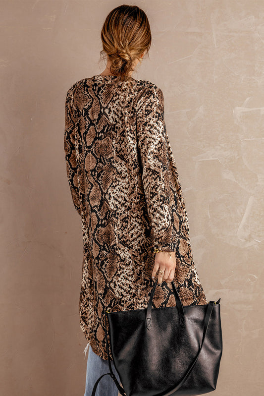 Snake Print Long Cardigan Sweaters & Cardigans JT's Designer Fashion