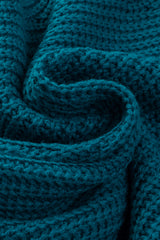 Blue Hollow-out Puffy Sleeve Knit Sweater Sweaters JT's Designer Fashion