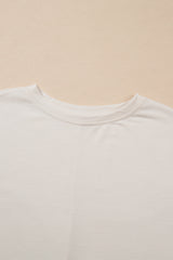 White Floral Crochet Splicing Sleeve T Shirt Dress T Shirt Dresses JT's Designer Fashion